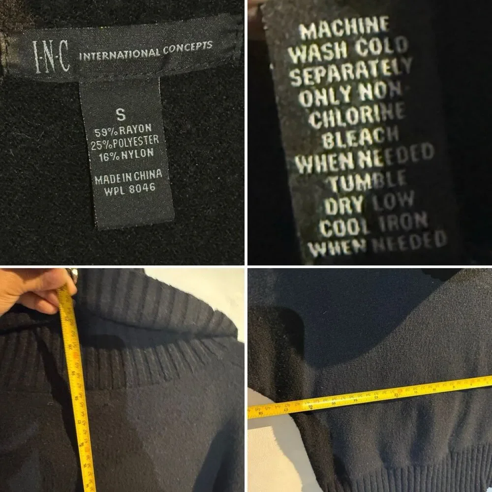 INC international concepts Black Knit Women’s Turtleneck Sweater Size Small